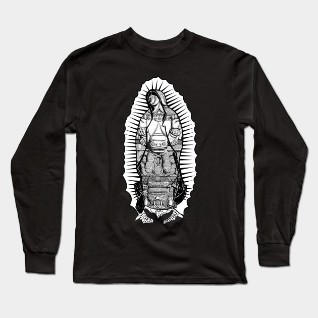 Coatlicue Guadalupe White Version Long Sleeve T-Shirt by chilangopride